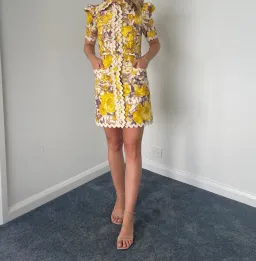 Zimmermann High Tide Ric Rac Mini Dress Floral Size 0 / Au 8 for rent on The Volte - image 1