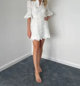 Zimmermann High Tide Applique Mini Dress Ivory Size 0 / Au 8 for rent on The Volte - image 3