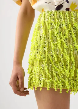 Aje Garni Sequin Micro Mini Skirt Green Sequin Size 8 for rent on The Volte - image 2