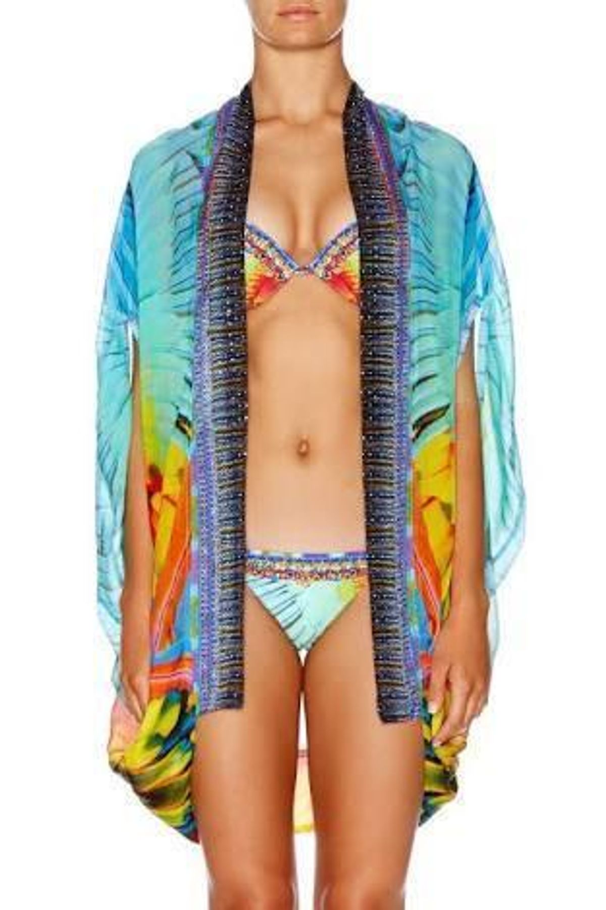 Camilla Flightful Open Cape Orange Print One Size - Image 1