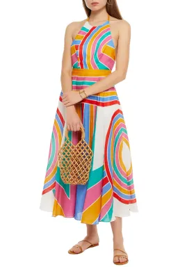 Zimmermann Fiesta Rainbow Halter Midi Dress Multi Color Size 1 / Au 10 for rent on The Volte - image 1