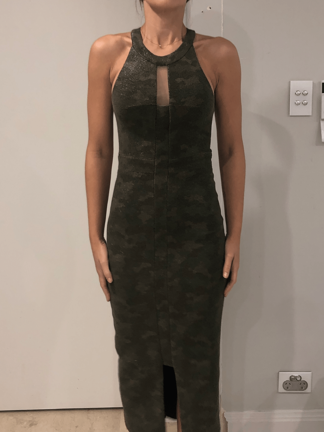 Manning Cartell Camouflage Green Midi SAMPLE PIECE Sz 6 for rent on The Volte - main image