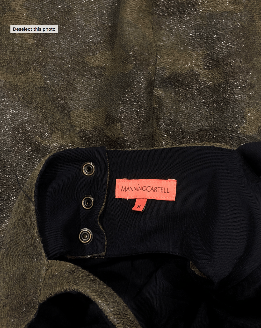 Manning Cartell Camouflage Green Midi SAMPLE PIECE Sz 6 for rent on The Volte - main image