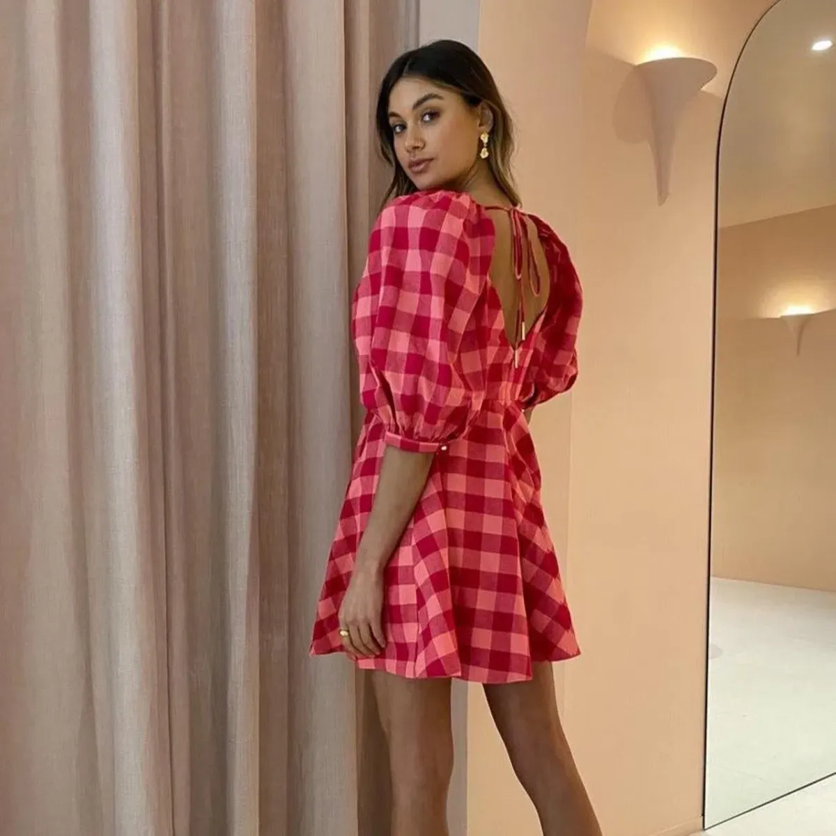 Acler Perry Dress Mini in Cherry Red Size AU 10 - Image 2