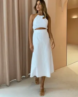 By Nicola Halter Maxi Dress White Size AU 14 for rent on The Volte - image 1