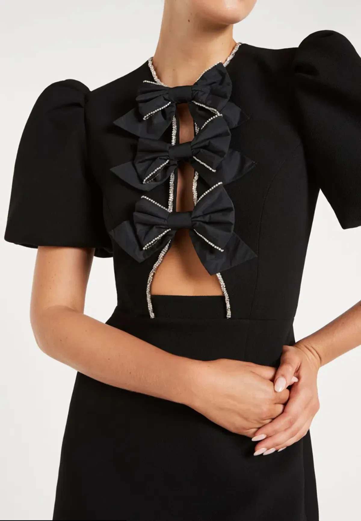 Rebecca Vallance Katie Bow Mini Dress Black Size AU 6 - Image 2