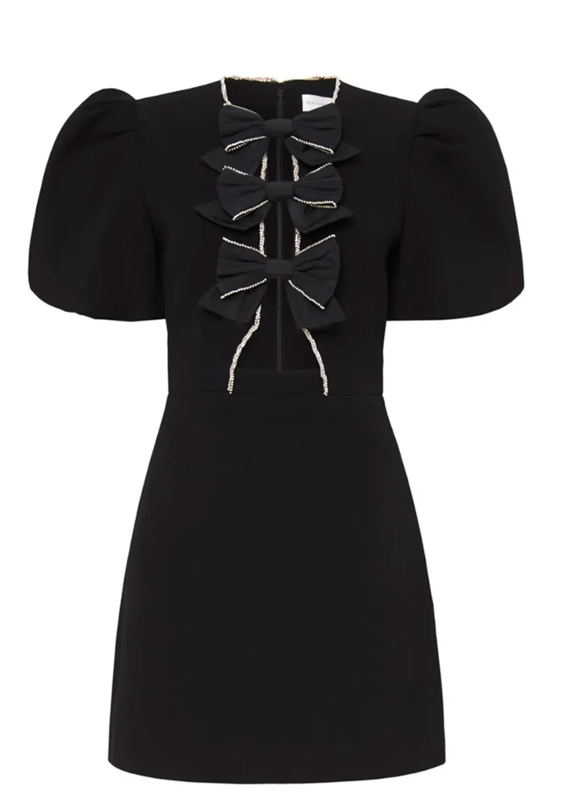 Rebecca Vallance Katie Bow Mini Dress Black Size AU 6 - Image 3