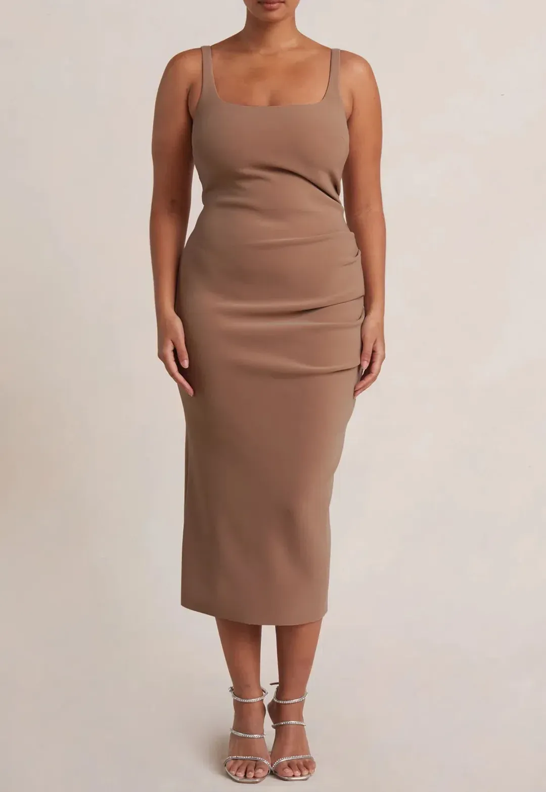 Bec & Bridge Karina Tuck Midi Dress Brown Size 8 / S for rent on The Volte - main image