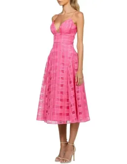 Bariano Kora V Neck Aline Midi Dress in Barbie Pink Size 10 for rent on The Volte - image 2