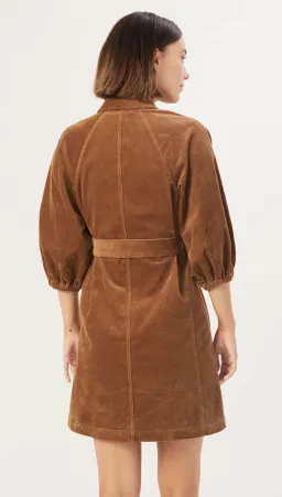 French Connection Corduroy Puff Sleeve Mini Dress Brown Size 12 for rent on The Volte - image 3