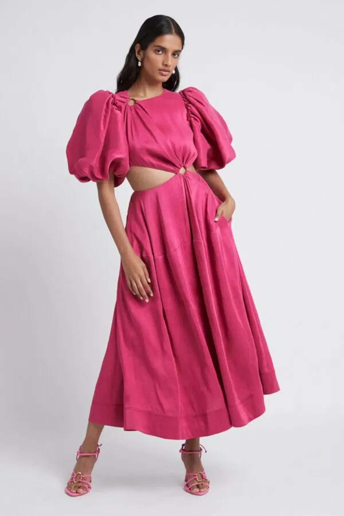 Aje Vanades Cut Out Ring Midi Dress Pink Size 8 - Image 1