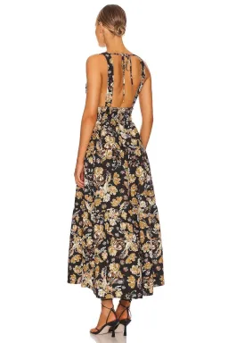 Shona Joy Palermo Linen Plunged Low Back Midi Dress Floral Size 8 / S for rent on The Volte - image 3