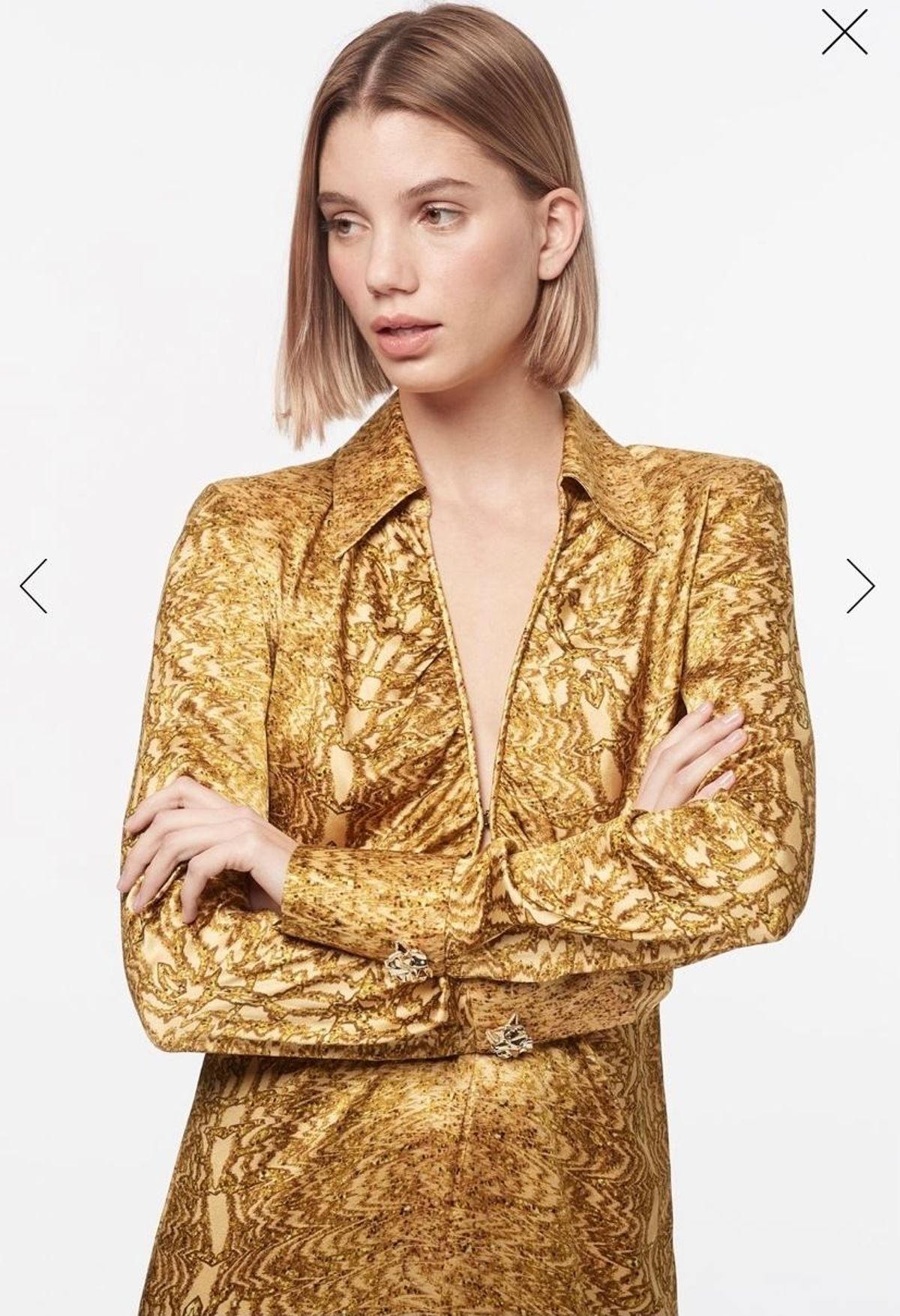 Manning Cartell Golden Atlas L/S Dress Gold Size 6 - Image 4