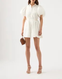 Aje Prairie Pleated Mini Dress Ivory Size 14 / XL for rent on The Volte - image 1
