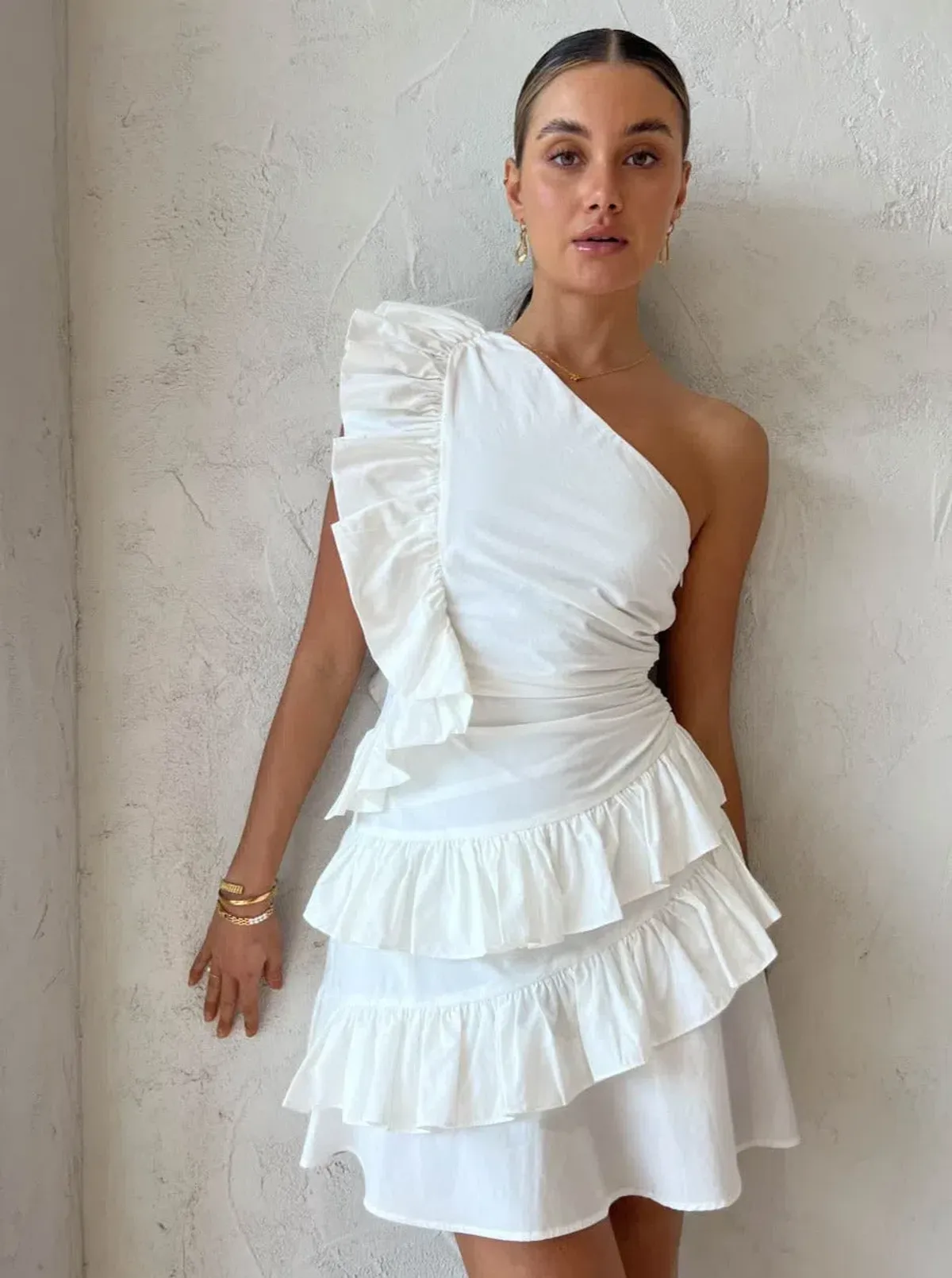 By Nicola Adrift Frill Mini Dress White Size 6 - Image 2