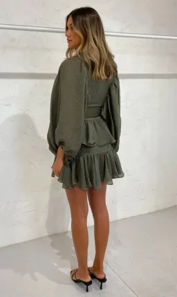 Shona Joy Charlotte Plunged Dress in Khaki Size 10 for rent on The Volte - image 5