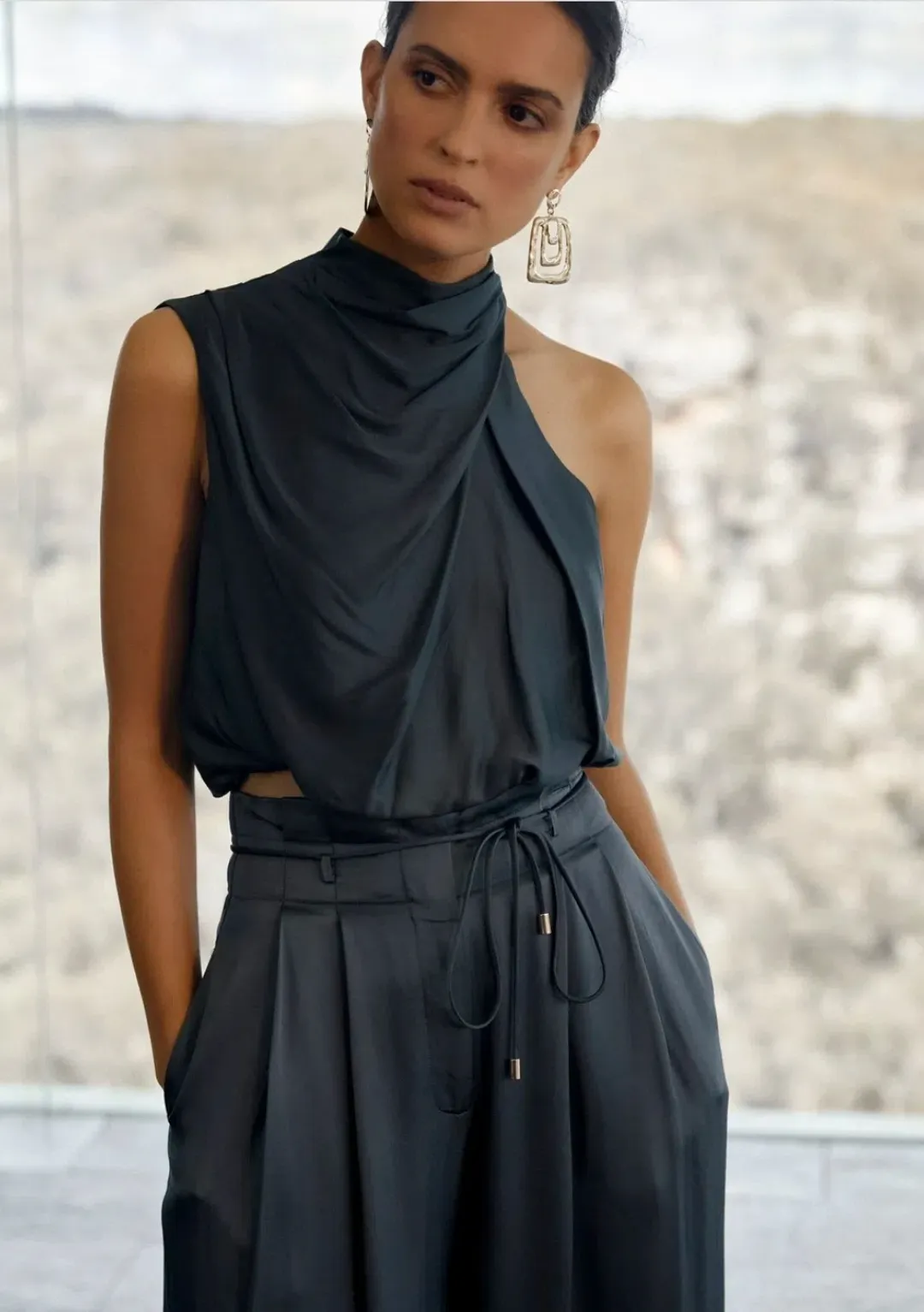 Sheike Gracie Top and High Waist Pants Set Grey Size 10 for rent on The Volte - main image