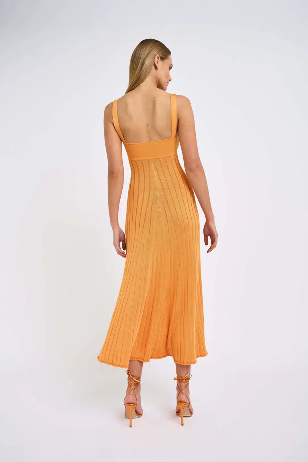 By Johnny Adelita Knit Midi Dress Orange Size 8 / M for rent on The Volte - main image