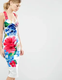 Ted Baker Alexie Dress in Forget Me Not Print in White Size 8 for rent on The Volte - image 4