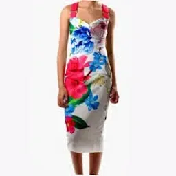 Ted Baker Alexie Dress in Forget Me Not Print in White Size 8 for rent on The Volte - image 5