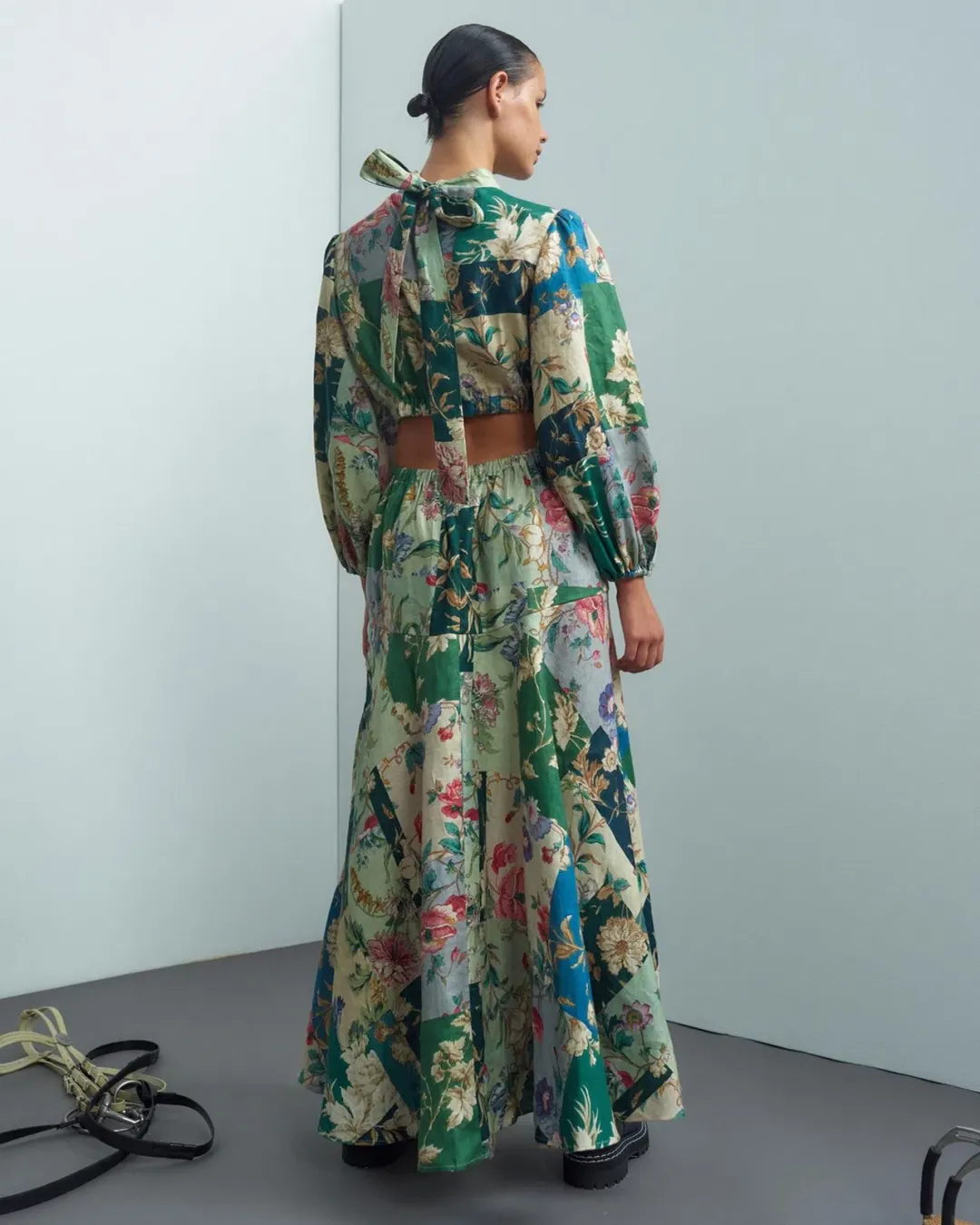 Alemais Loretta Patchwork Midi Dress Print Size AU 12 for rent on The Volte - main image