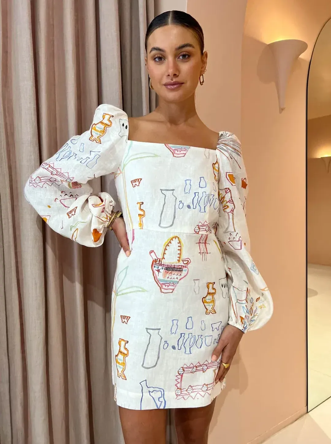 Kate Ford Willow Puff Mini Dress Multi Size 10 for rent on The Volte - main image