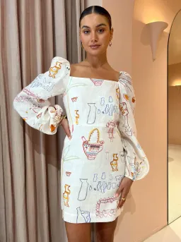 Kate Ford Willow Puff Mini Dress Multi Size 10 for rent on The Volte - image 2