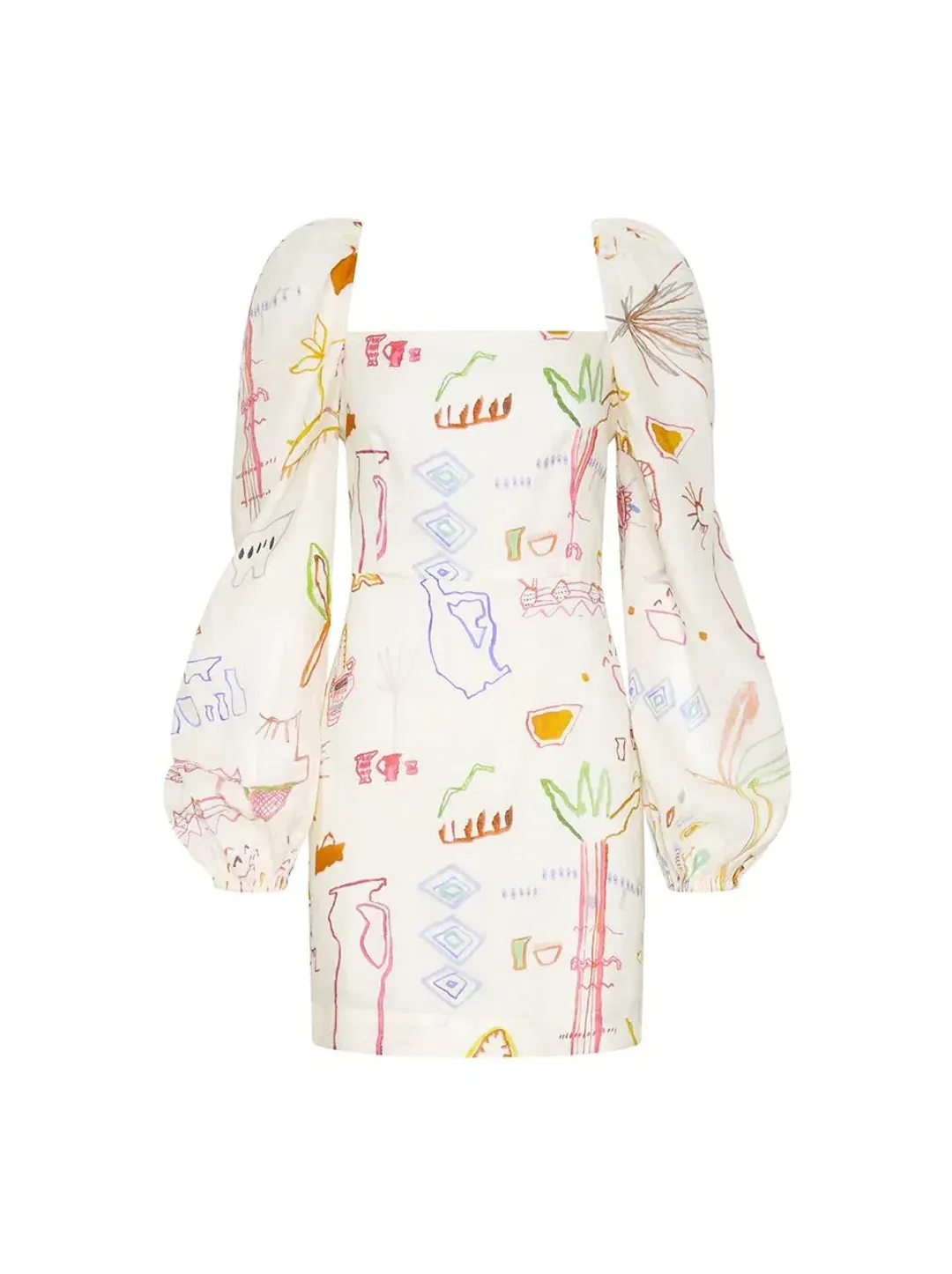 Kate Ford Willow Puff Mini Dress Multi Size 10 for rent on The Volte - main image