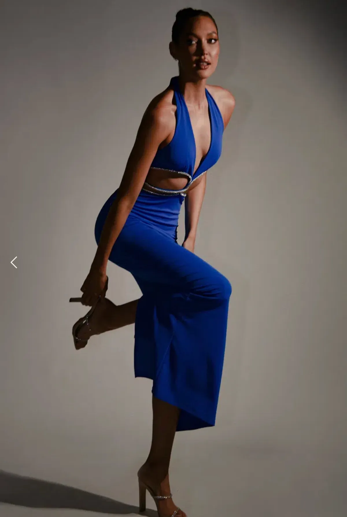 Meshki Nicha Diamante Cut Out Maxi Dress Cobalt Blue Size 8 - Image 3