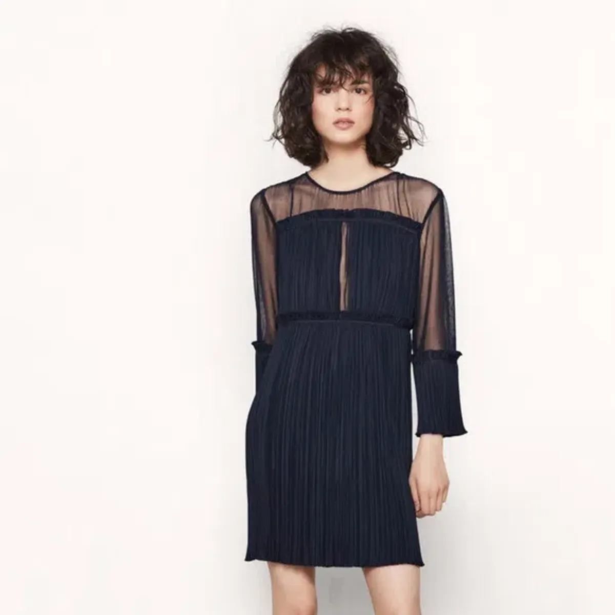 Maje Make Women’s Blue Ritzy Pleated Dress Navy Size 3 / AU 12 - Image 1