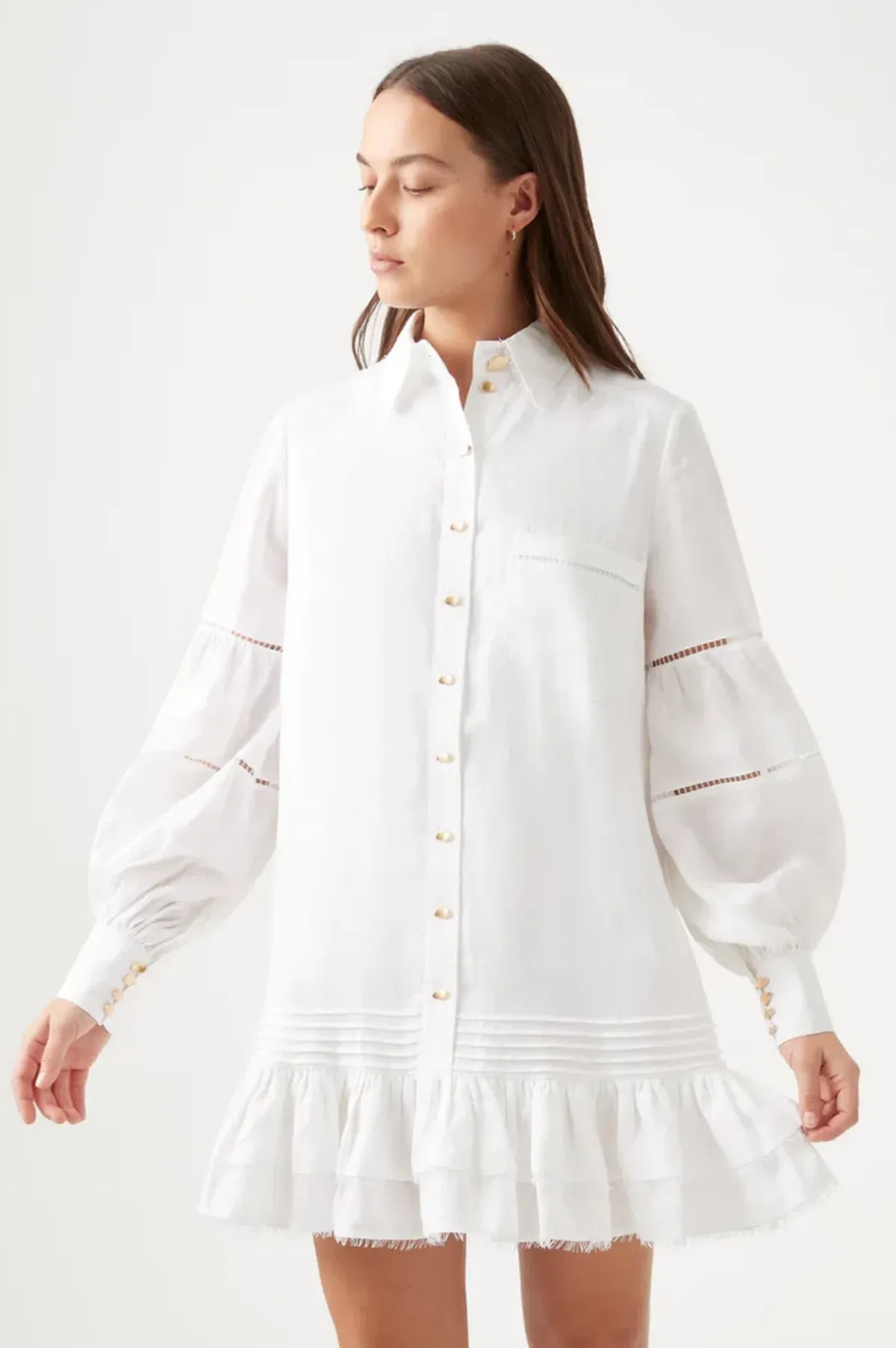 Aje Lotus Shirt Mini Dress Ivory Size 10 / M - Image 2
