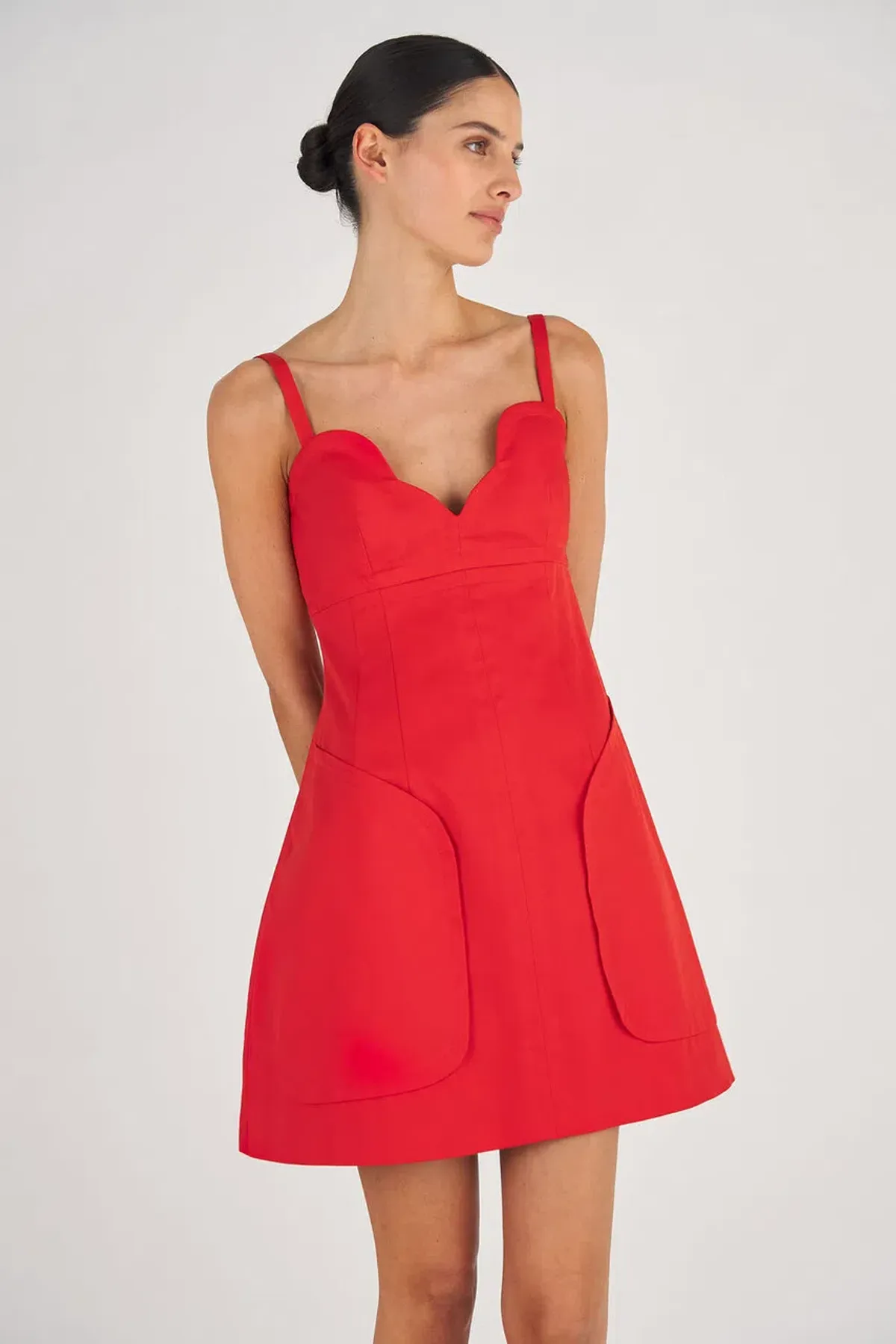 Oroton Short Scallop Dress True Red Size 12 - Image 3