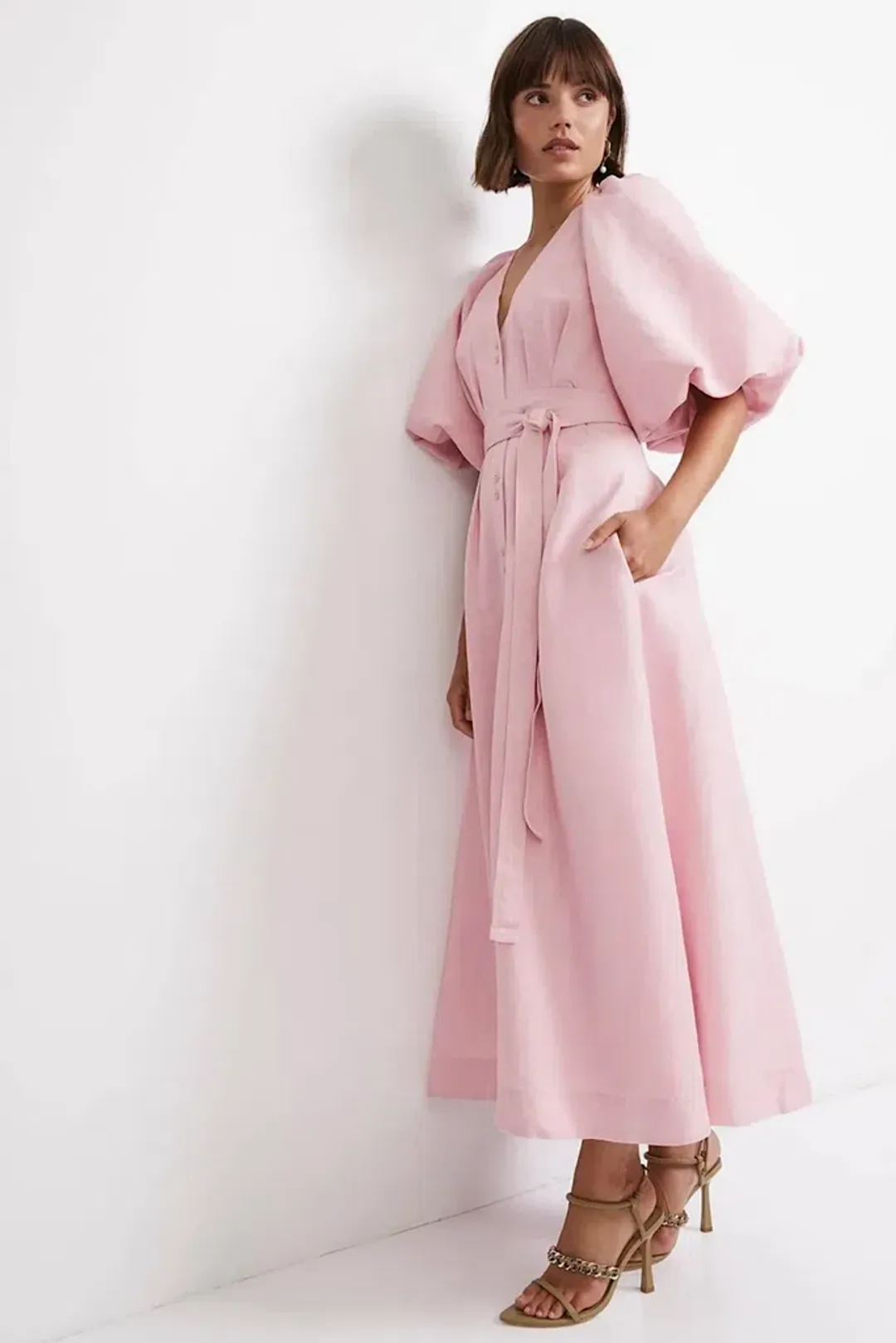 Aje Evermore Midi Dress Rose Pink Size 14 for rent on The Volte - main image