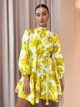 Alemais Sonny Floral Yellow Mini Dress Size 8 for rent on The Volte - image 2