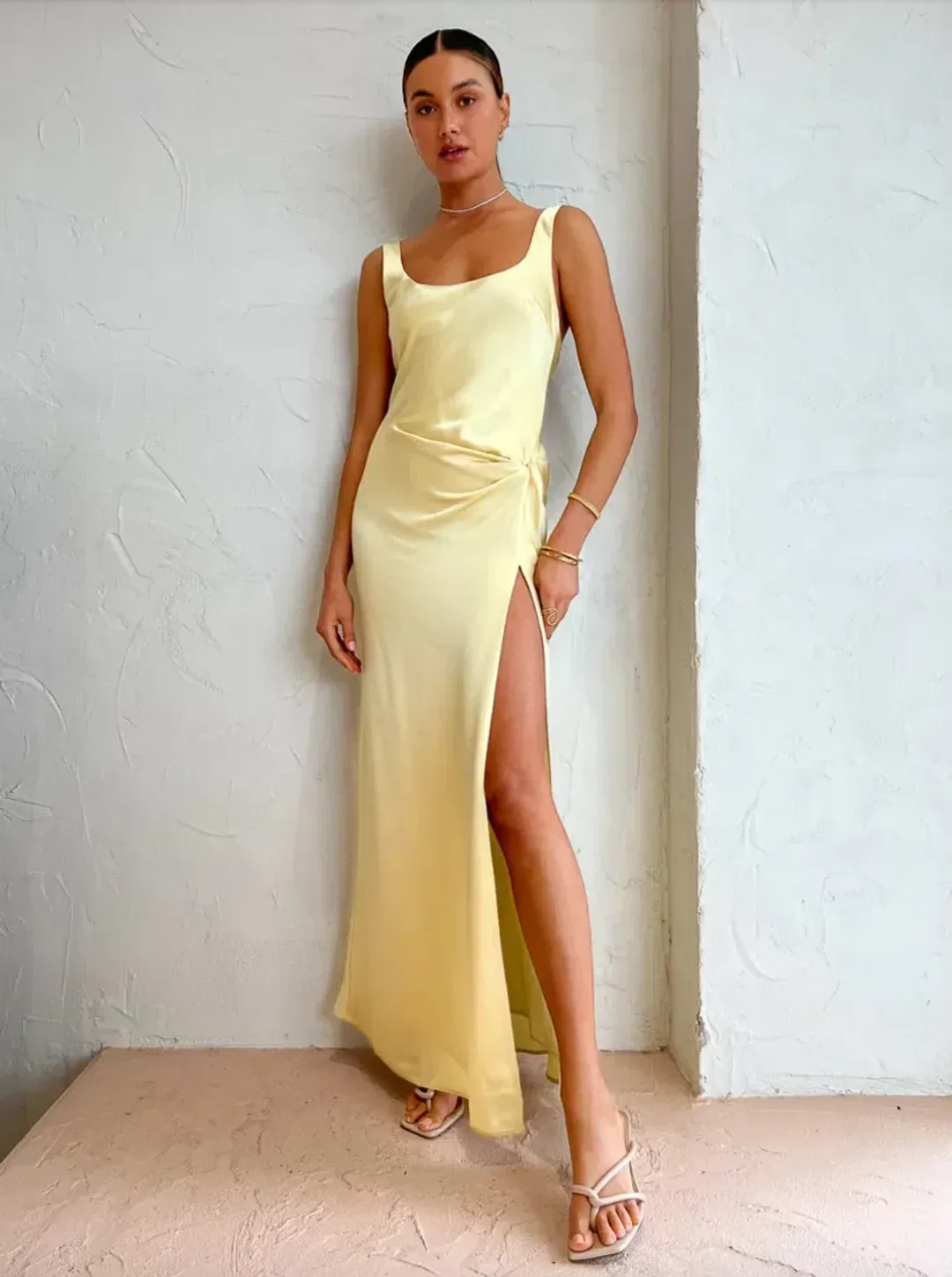 Anna Quan Etta Dress Champagne/Yellow Size 12 for rent on The Volte - main image