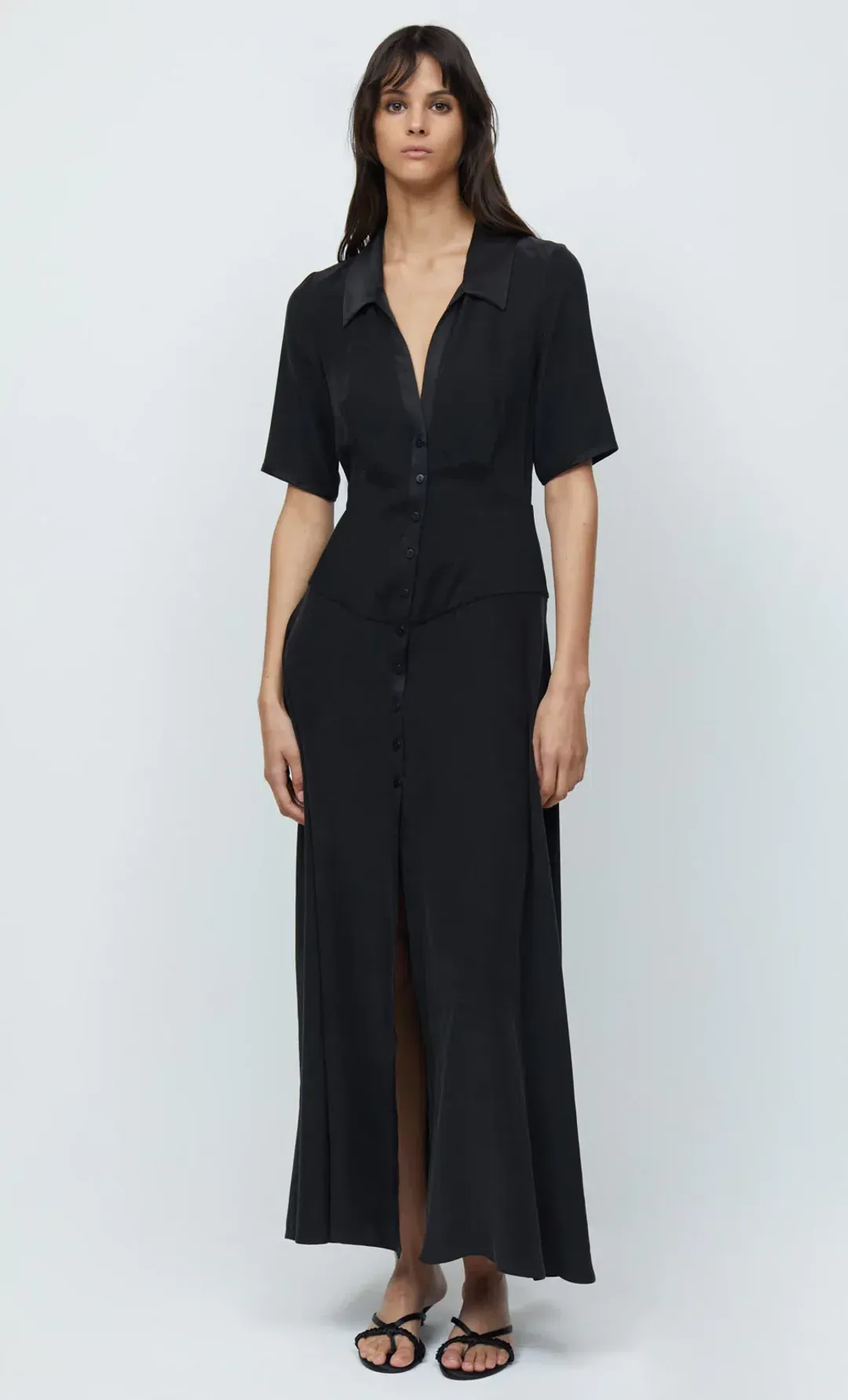 Bec & Bridge Helena Silk Short Sleeve Maxi Dress Black Size 10 for rent on The Volte - main image
