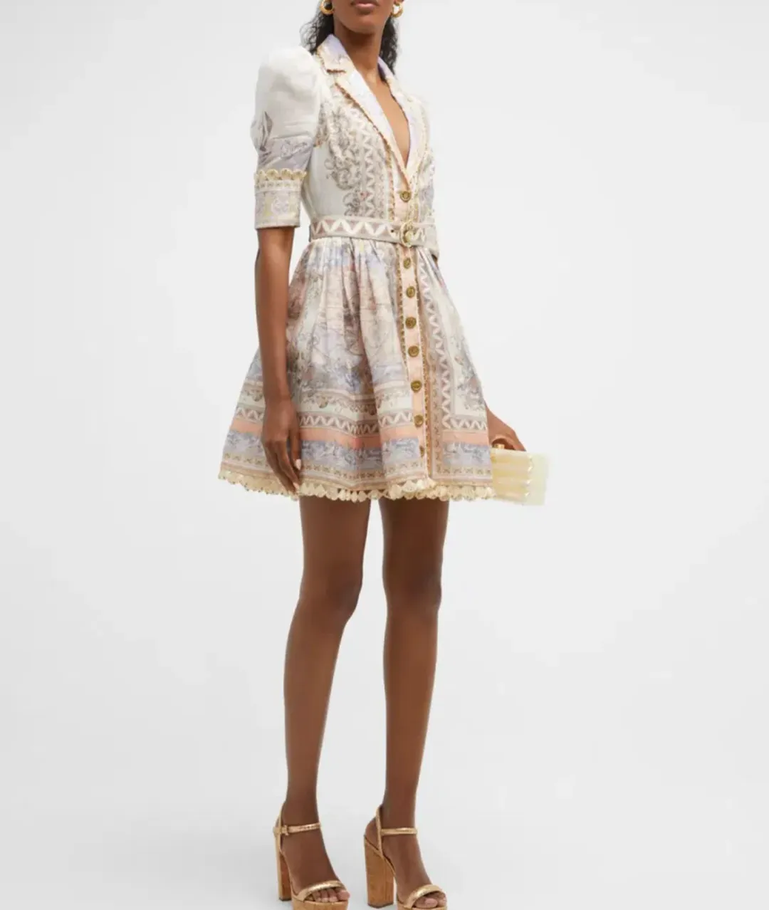 Zimmermann The High Tide Shirt Dress in Odyssey Print Size 2/Au12 for rent on The Volte - main image