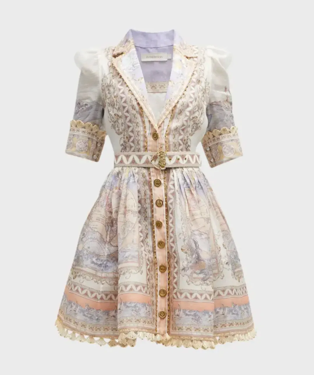 Zimmermann The High Tide Shirt Dress in Odyssey Print Size 2/Au12 for rent on The Volte - main image