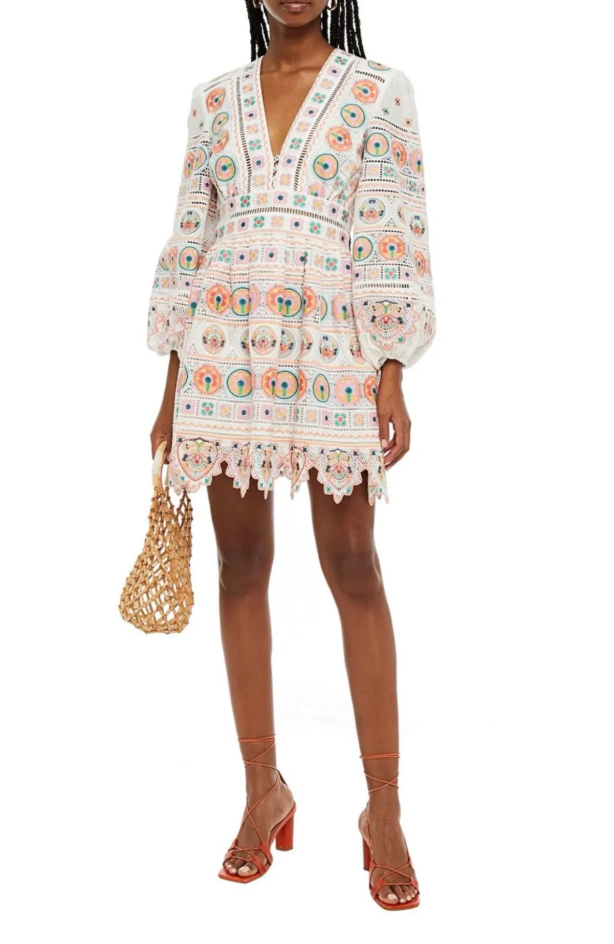 Zimmerman Embroidered Broderie Anglaise Cotton Mini Dress Print Size 8 - Image 1