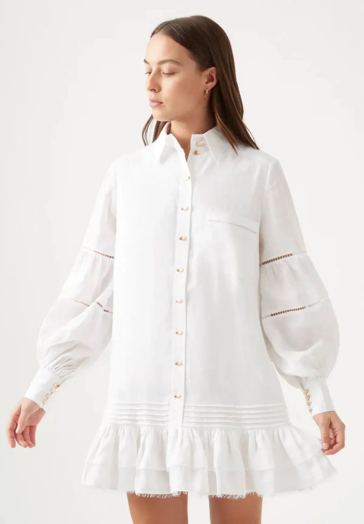 Aje Lotus Shirt Mini Dress White Size 12 - Image 2