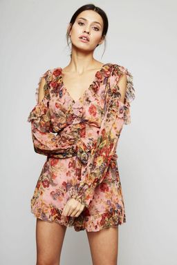 Zimmermann Lovelorn Frill Playsuit Pink Floral Size 8 for rent on The Volte - image 3