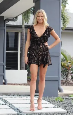 Alice Mcall Dream On Playsuit Black Gold Size 6 for rent on The Volte - image 1