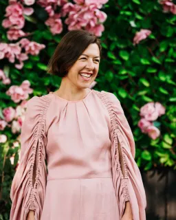 Roksanda Silk Midi Dress With Ruched Sleeves Pastel Pink Size AU 8 for rent on The Volte - image 3