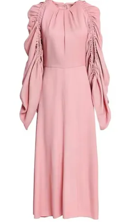 Roksanda Silk Midi Dress With Ruched Sleeves Pastel Pink Size AU 8 for rent on The Volte - image 4