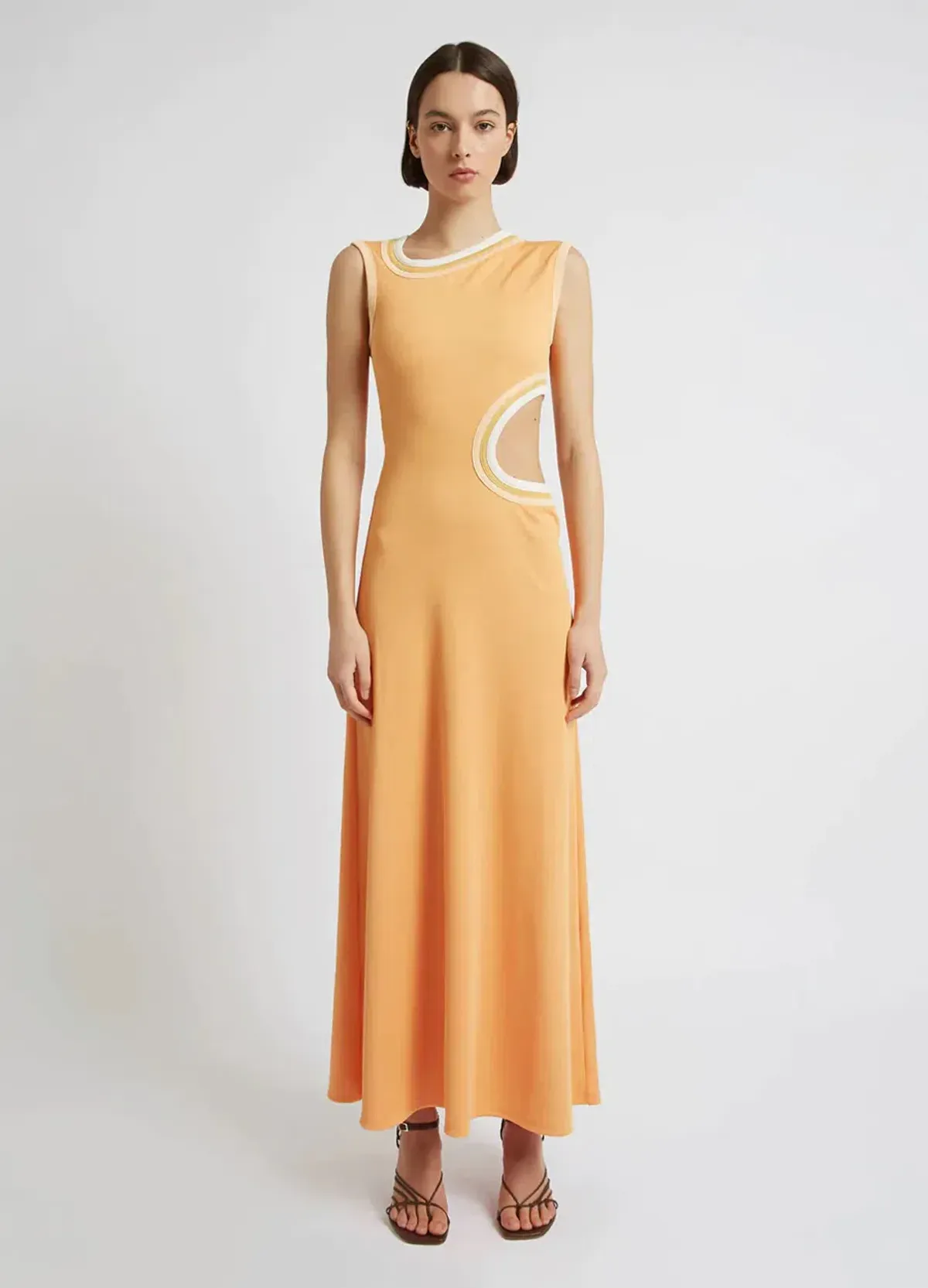 Christopher Esber Skewed Neck Multi Bind Dress Orange Size AU 8 for rent on The Volte - main image