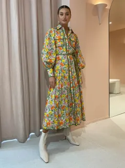 Alemais Cabana Midi Shirtdress in Multi Green Size AU 8 for rent on The Volte - image 1