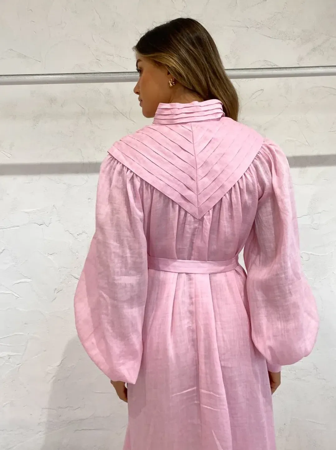 Alemais Halcyon Midi Dress In Candy Pink Size AU 8 for rent on The Volte - main image