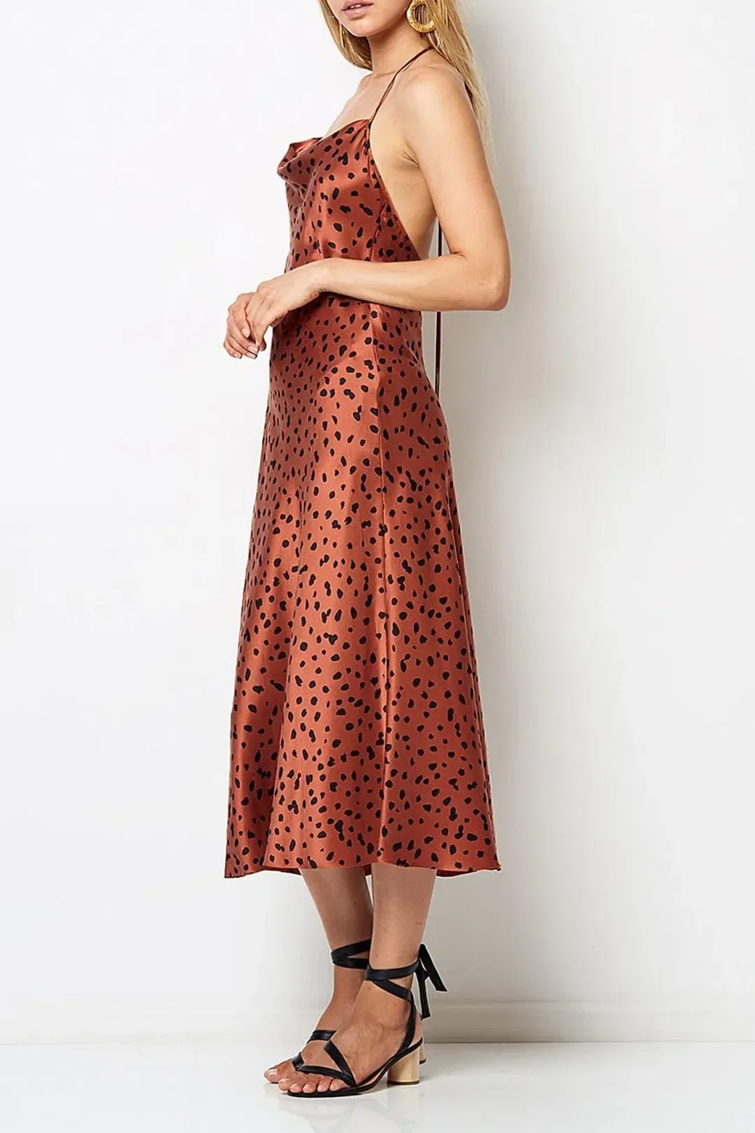 Bec & Bridge Wild Cat Silk Bias Midi Brown Size AU 10 for rent on The Volte - main image