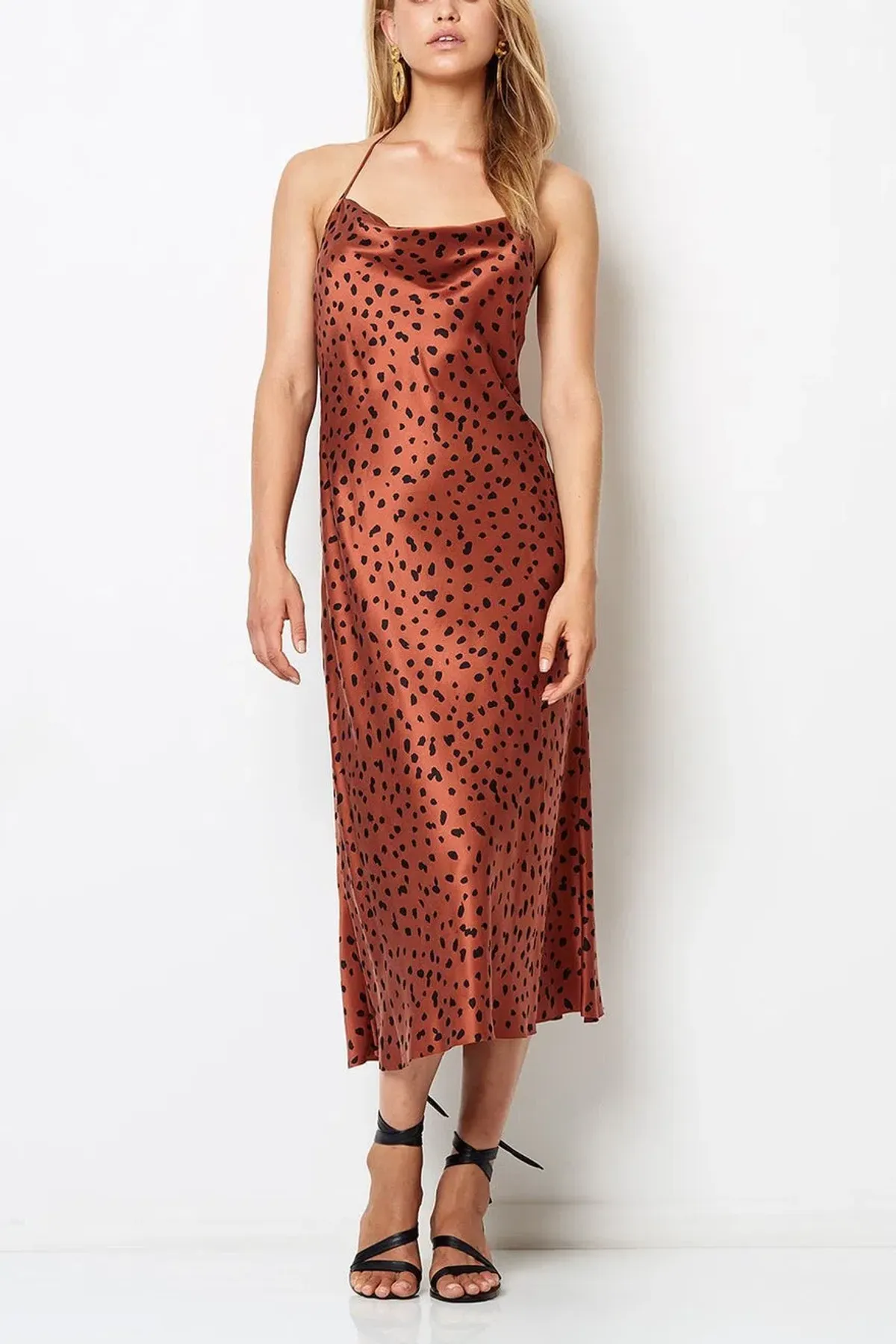 Bec & Bridge Wild Cat Silk Bias Midi Brown Size AU 10 - Image 1
