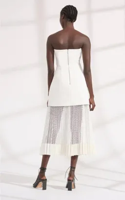 Dion Lee White Strapless Pleated Mesh Midi Length Dress White Size AU 10 for rent on The Volte - image 1